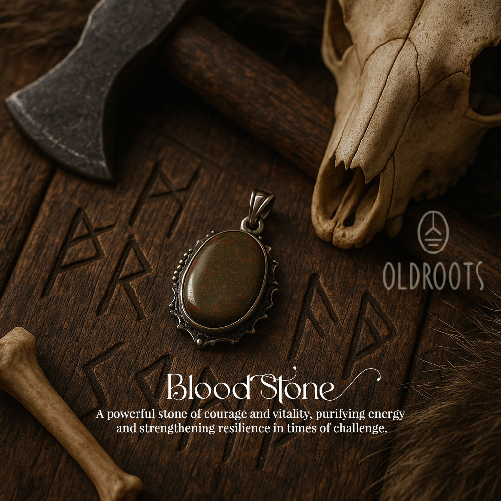 Blood Stone2 Natural Blood Stone Pendant in Oval Shape - Image 1
