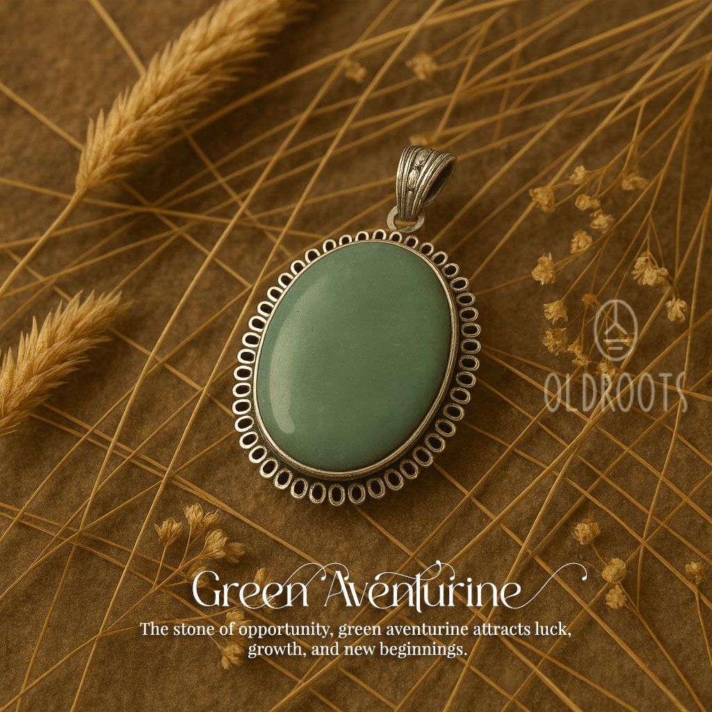 Green Aventurine3 Natural Green Aventurine Pendant In Oval Shape - Image 1