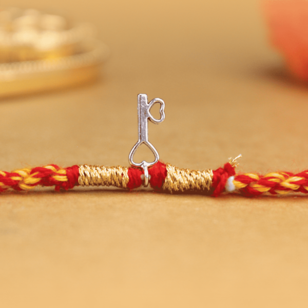 Handcrafted Heart Key Charm Rakhi for Brother