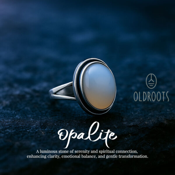 Oval-Shaped Opalite Alloy Ring