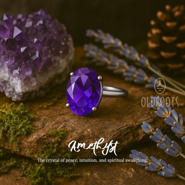 Natural Amethyst Pendant Diamond Ring