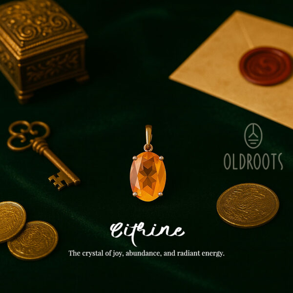 Natural Citrine Pendant - Diamond Cut