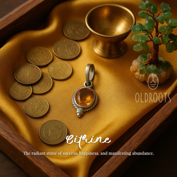 Natural Citrine Pendant - Diamond Cut