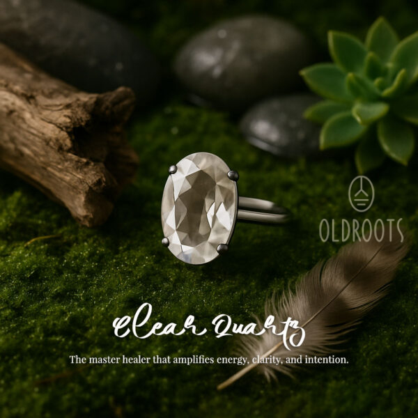 Natural Clear Quartz Diamond Cut Ring
