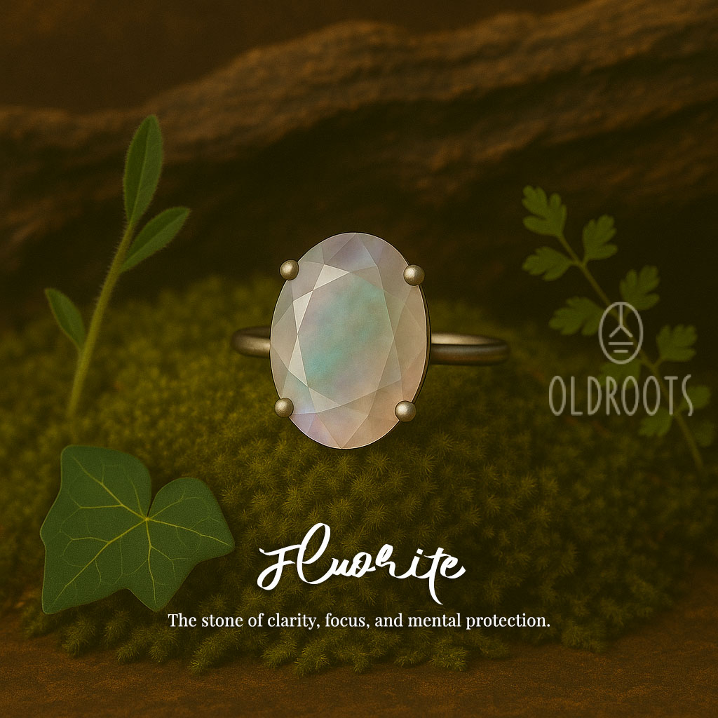 Fluorite Natural Fluorite Diamond Cut Ring - Image 1