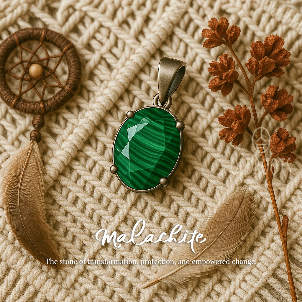 Malachite Natural Malachite Pendant - Diamond Cut - Image 1