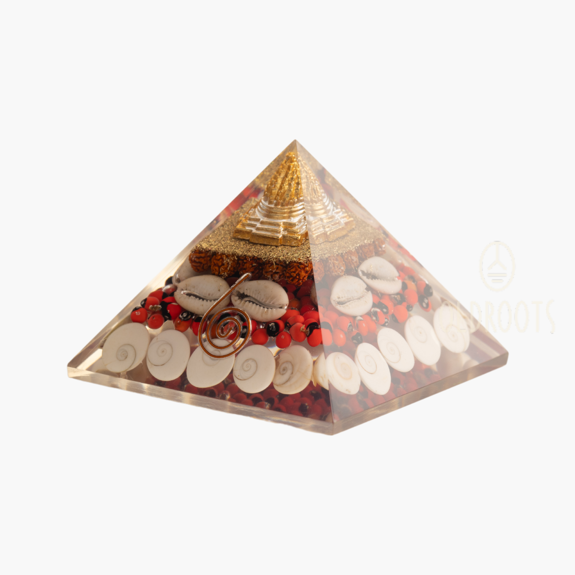 Shri Yantra Gomti Chakra Large Orgonite Pyramid with Rudraksha, Gomati ...
